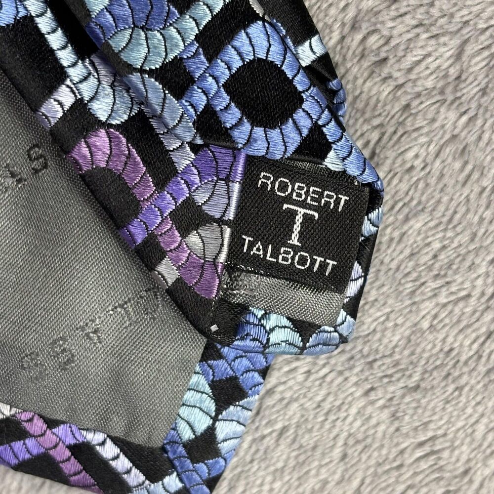 Robert Talbott Tie Mens Silk Geometric Rope Pattern Made USA Blue Purple Classic - Picture 6 of 10